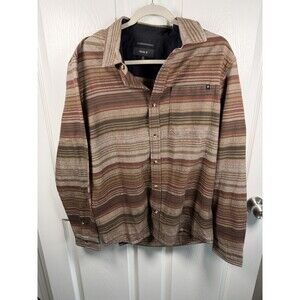 Roark Crossroads Organic Cotton Button Up Flannel Shirt Men Medium Plaid Brown